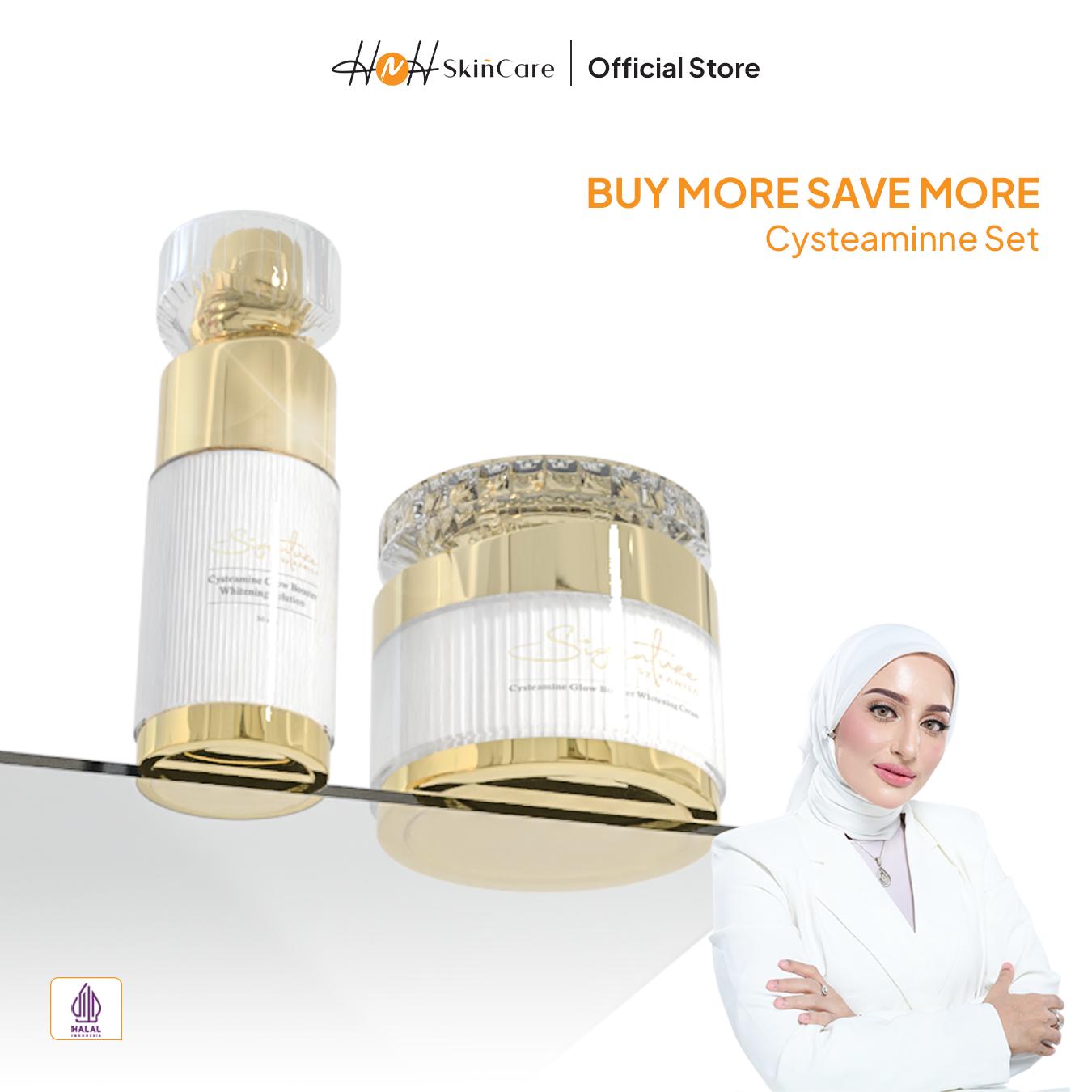 Signature by Kamila - Bundling Cysteamine Glow Booster Serum Solution & Cream Perawatan Pencerah Wajah untuk Menyamarkan Flek dan Mencerahkan