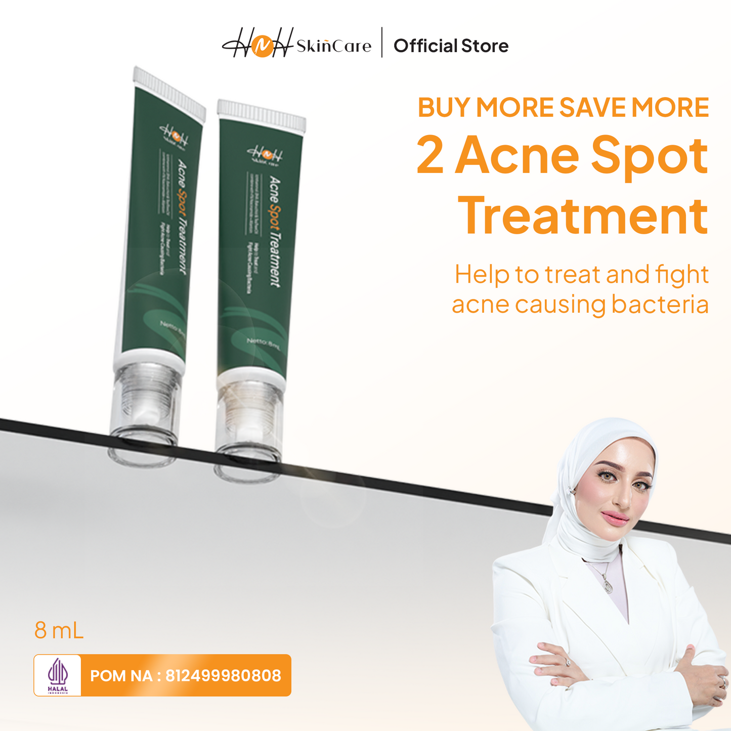 HNH Skincare - Bundling 2 Acne Spot Treatment - Acne Spot Gel Totol Jerawat untuk Jerawat Membandel