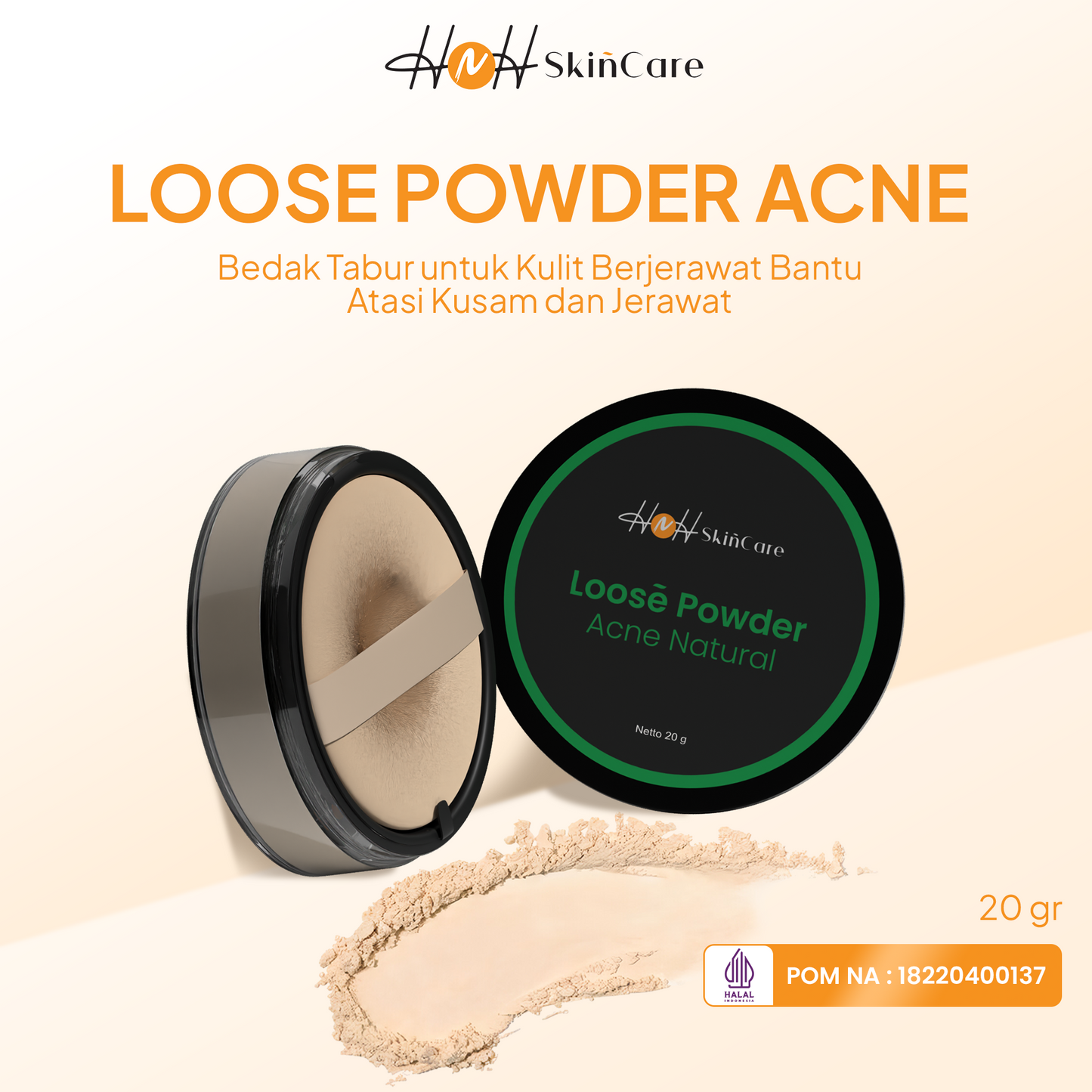 HNH Skincare - Loose Powder Acne - Bedak Tabur Oil Control untuk Kulit Berminyak dan Berjerawat