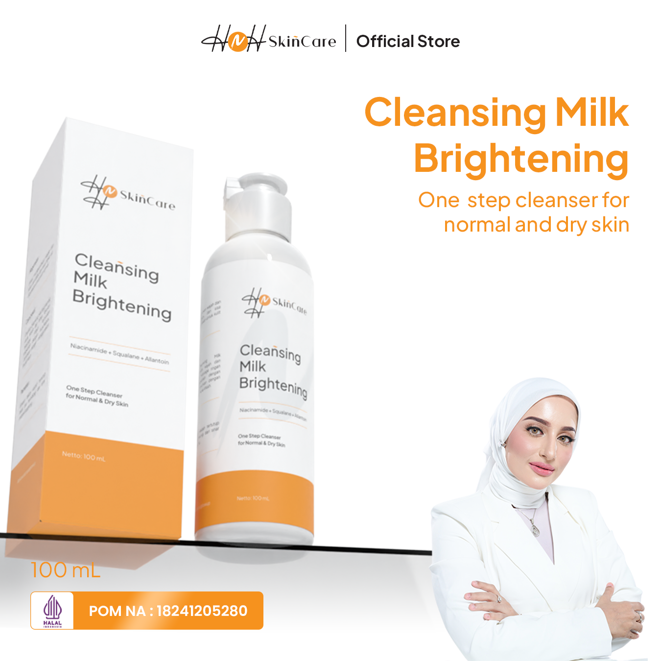HNH Skincare - Cleansing Milk Brightening - Milk Cleanser Pembersih Wajah untuk Semua Jenis Kulit