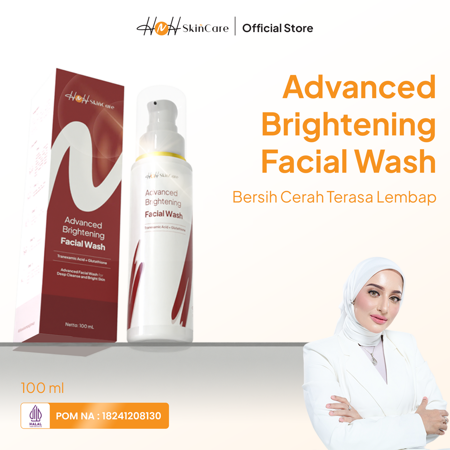 HNH Skincare - Advanced Brightening Facial Wash - Sabun Cuci Muka Mencerahkan Wajah untuk Flek Hitam