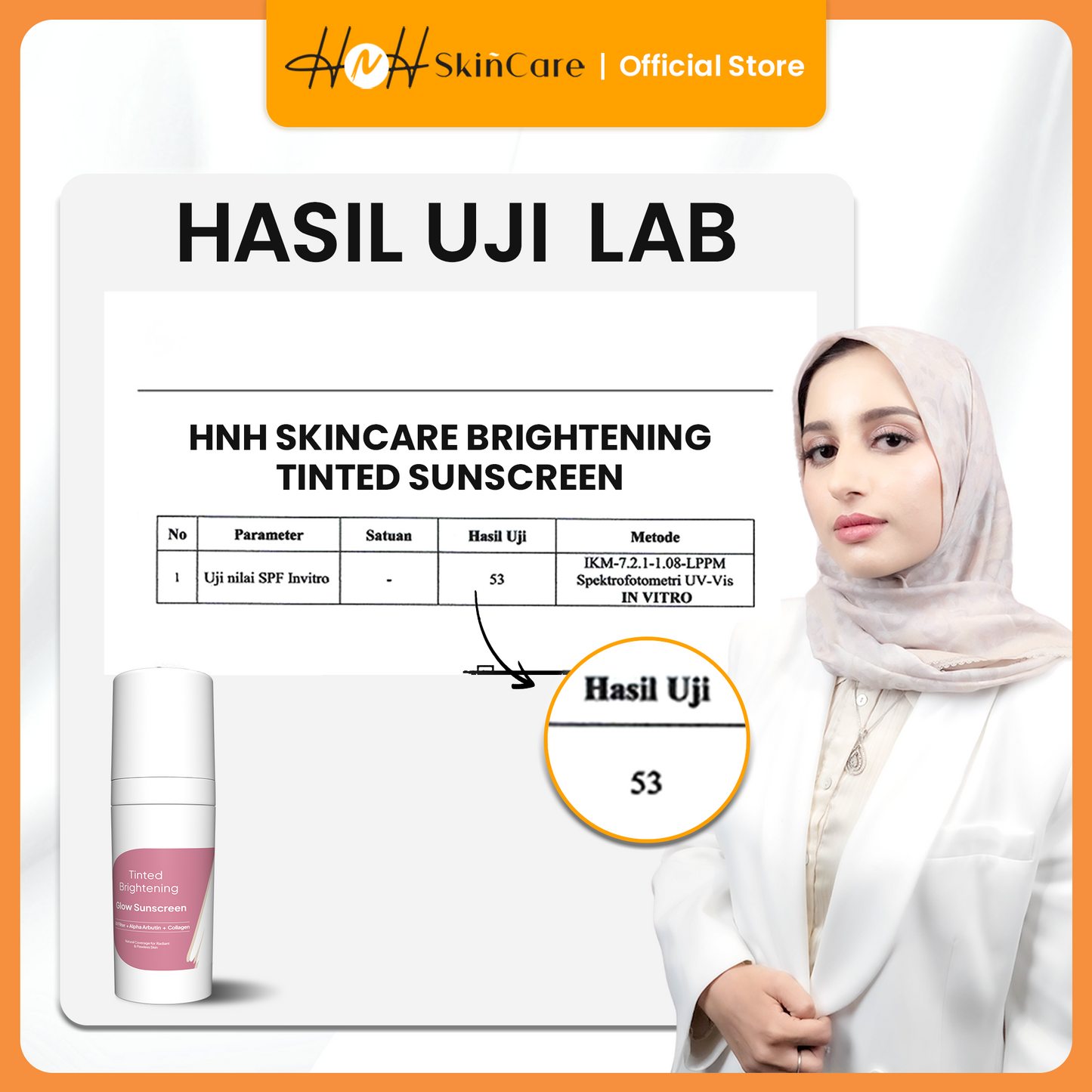 HNH Skincare - Tinted Brightening Glow Sunscreen - Tinted Sunscreen SPF 50 PA++++ Skin Tint