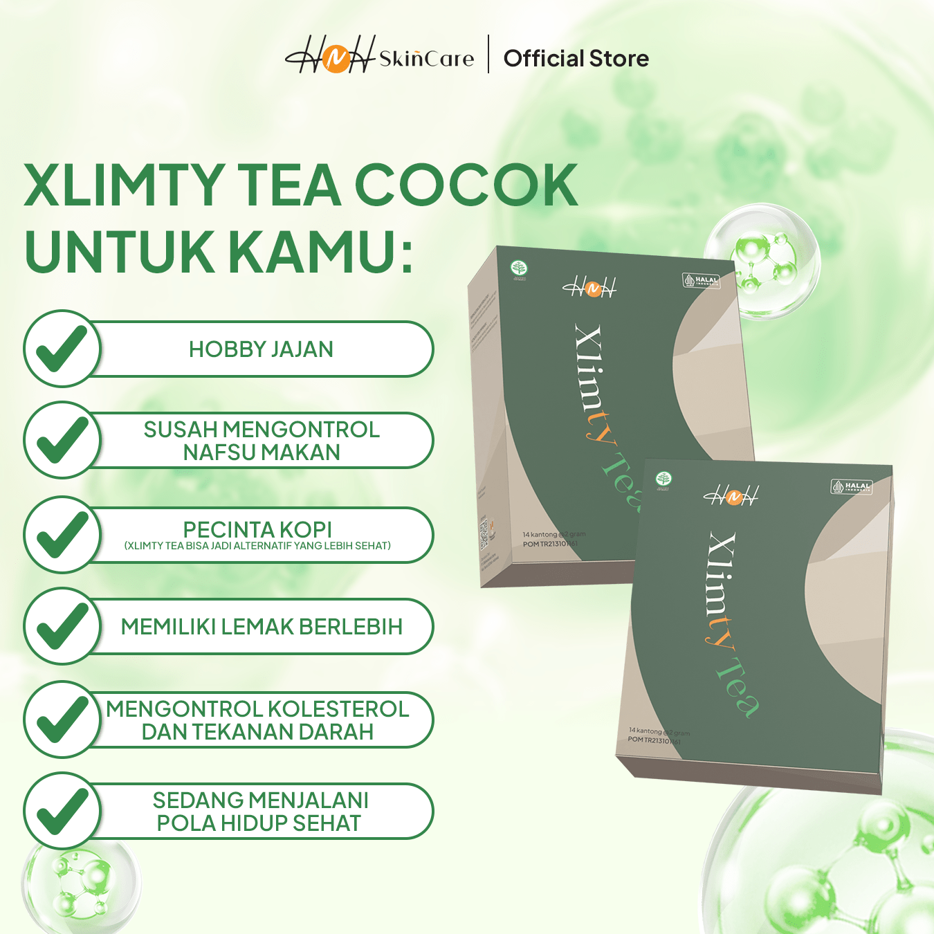 HNH - HNH Skincare - Xlimtea - Detox Tea - Teh Hijau Herbal - hnhskincare