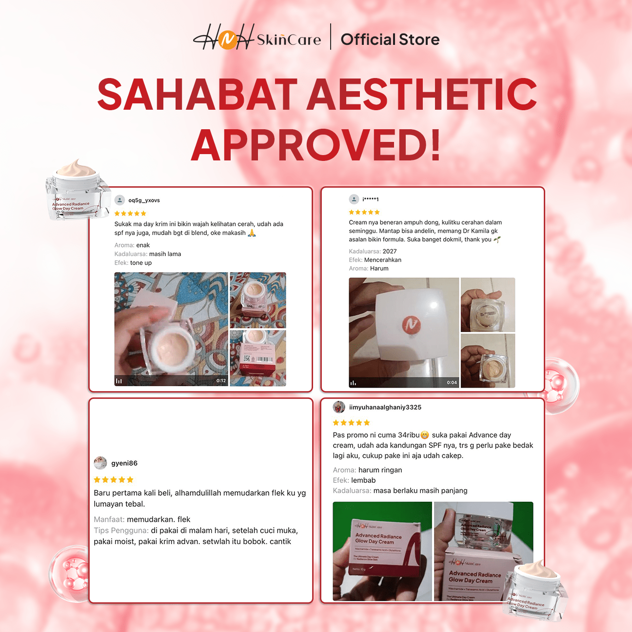 HNH Skincare - Advanced Radiance Glow Day Cream - Day Cream Tone Up untuk Mencerahkan Wajah - hnhskincare