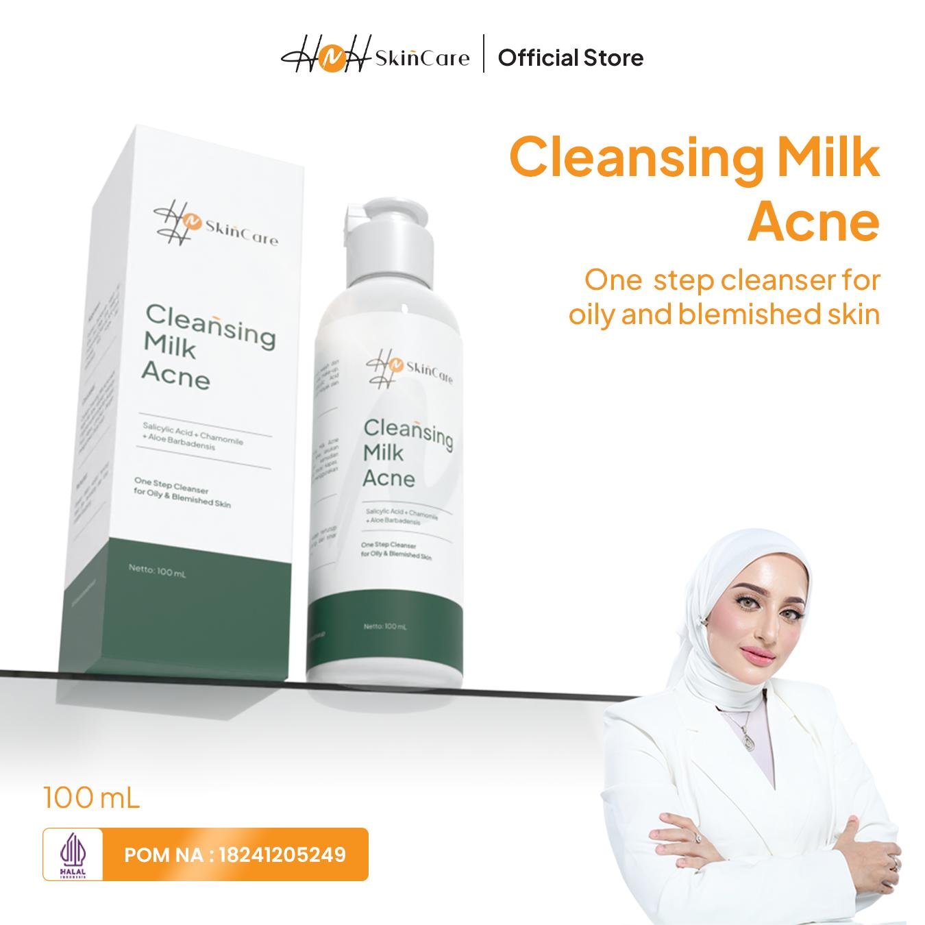 HNH Skincare - Bundling 2 Milk Cleanser Acne ( Susu Pembersih Wajah )/ Cleansing Milk 2x Lebih Cerah, Lebih Bersih dan Melawan jerawat dan Komedo - hnhskincare