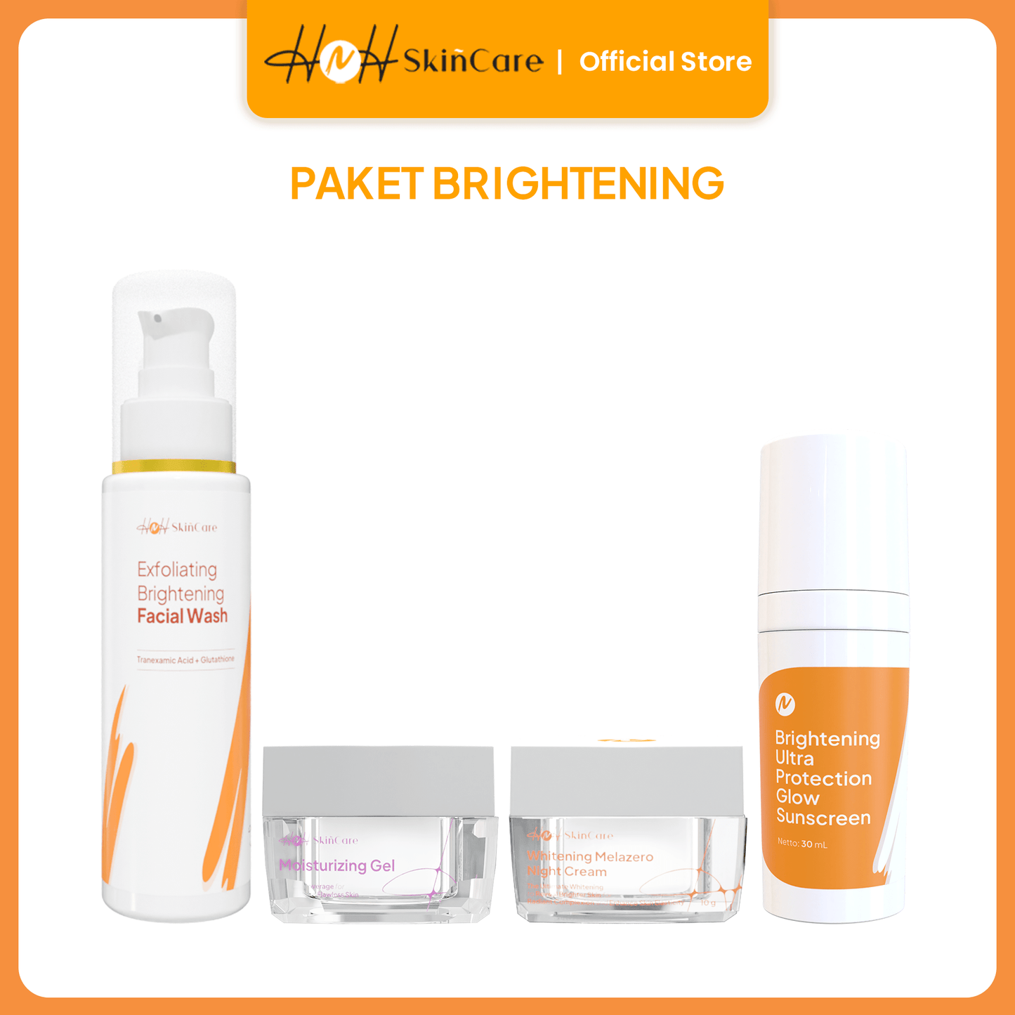 HNH Skincare - Paket Brightening Bundle 4in1 - Skincare Set Lengkap Mencerahkan - hnhskincare