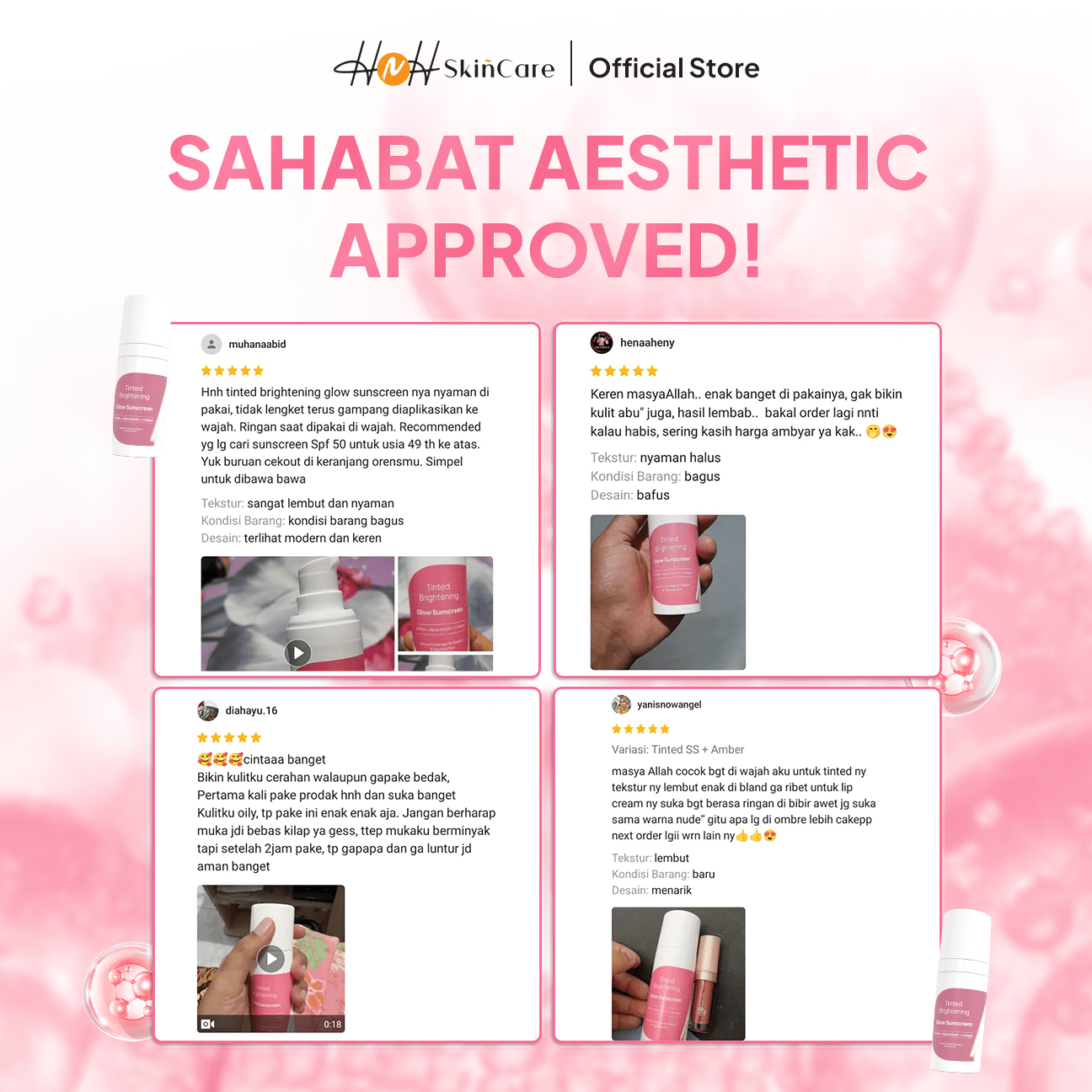 HNH Skincare - Tinted Brightening Glow Sunscreen - Tinted Sunscreen SPF 50 PA++++ Skin Tint - hnhskincare