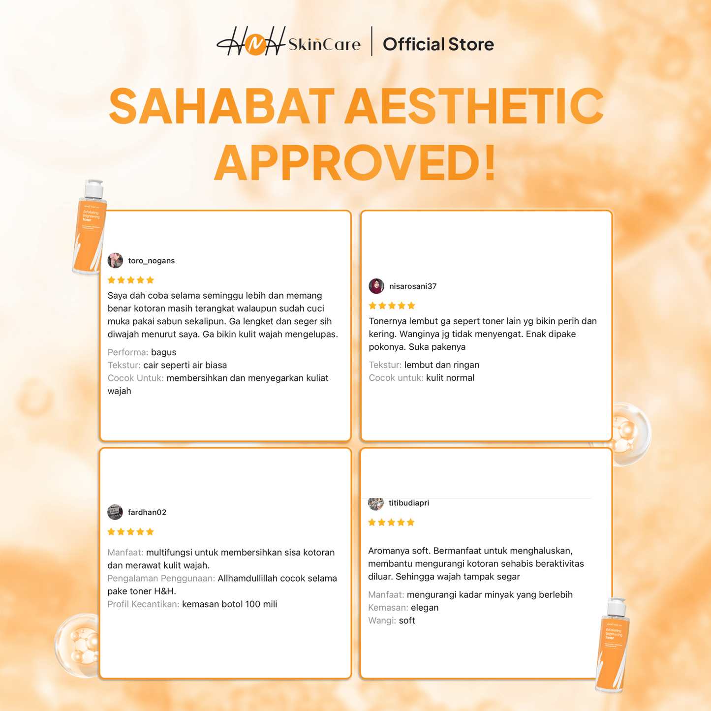 HNH Skincare - Toner Ultimate - Exfoliating Toner Mencerahkan untuk Kulit Normal dan Kulit Berminyak - hnhskincare