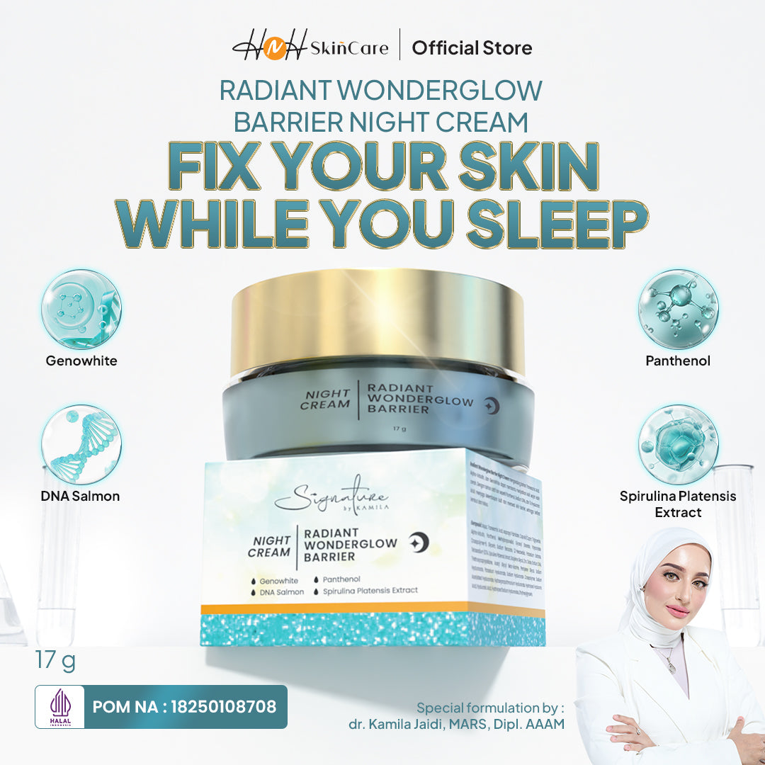 Signature by Kamila Paket Radiant Wonderglow Barrier (Paket Luminous Blue) 5in1 (Day Cream, Night Cream, Facial Wash, Toner, Serum)