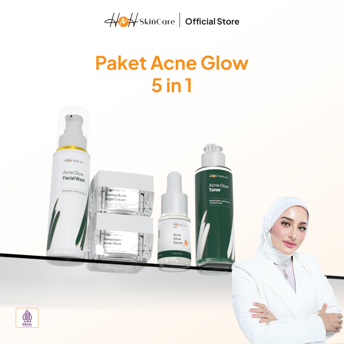 HNH Paket Acne Basic, 5 IN 1 ATASI JERAWAT DAN BERUNTUS SECARA EFEKTIF