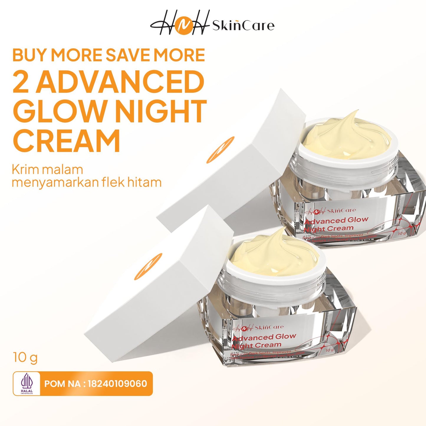 HNH Skincare - Bundling 2 Advanced Glow Night Cream - Krim Malam Glowing Mencerahkan dan Menyamarkan Flek Hitam