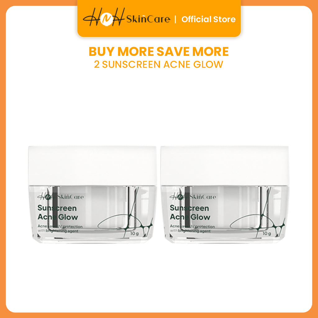 HNH Skincare - Bundling 2 Sunscreen Acne Glow - Sunscreen Wajah SPF 30 PA+++ untuk Kulit Berminyak, Berjerawat