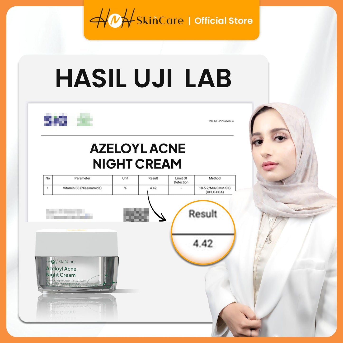 HNH Skincare - Bundling 2 Azeloyl Acne Night Cream - Krim Malam Jerawat dan Bekas Jerawat dengan Tekstur Ringan