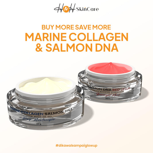 Signature by Kamila - Bundling Marine Collagen Day moisturizing Glow Booster Gel & DNA Salmon Red Jelly Signature by Kamila, Memperbaiki SKin Barrier dan Membantu Mencerahkan