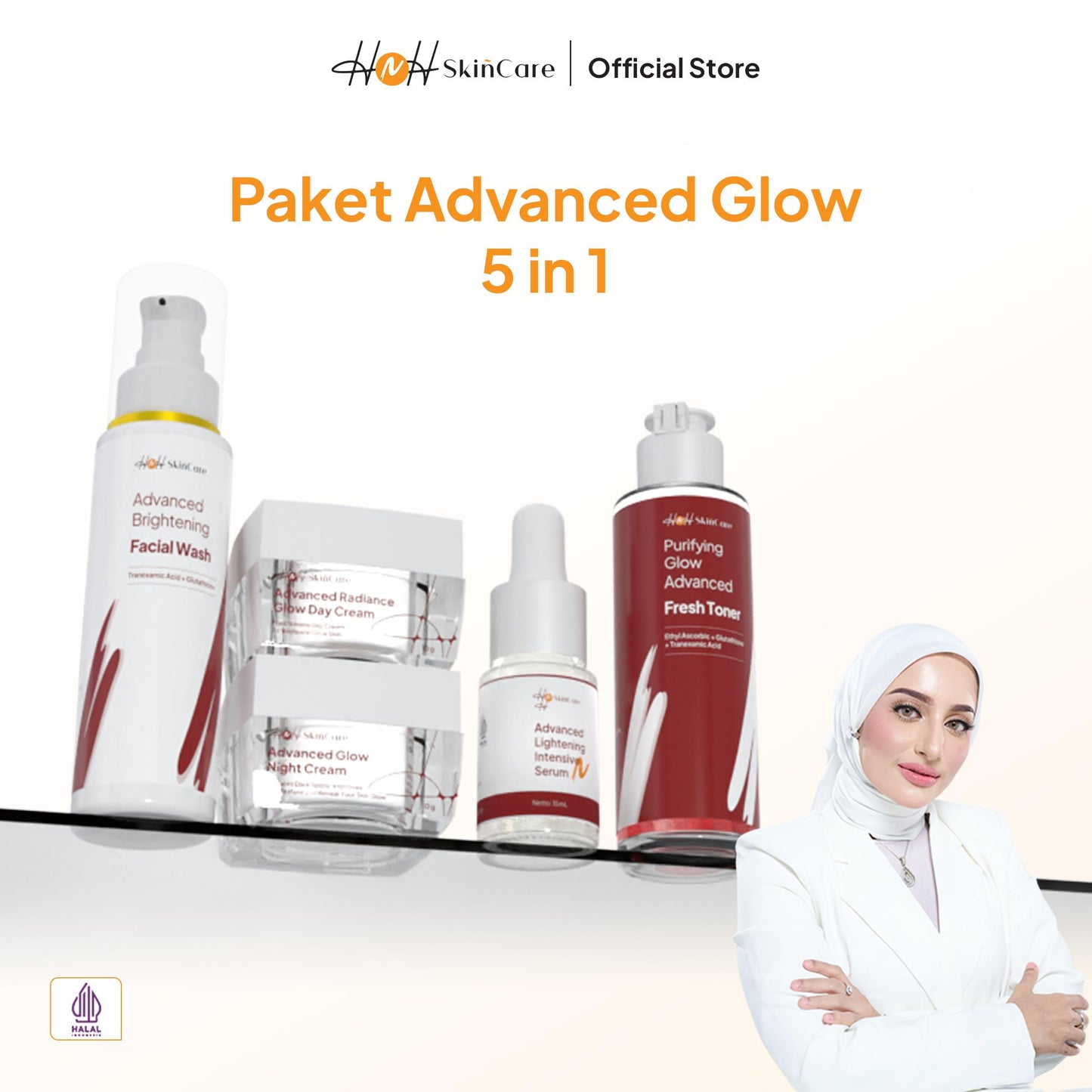 HNH Skincare - HNH Advanced Glow Package 5 in 1 / Paket Untuk Flek Hitam dan Anti Aging