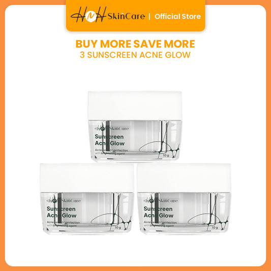 HNH Skincare - Bundling 3 Sunscreen Acne Glow - Sunscreen Wajah SPF 30 PA+++ untuk Kulit Berminyak, Berjerawat