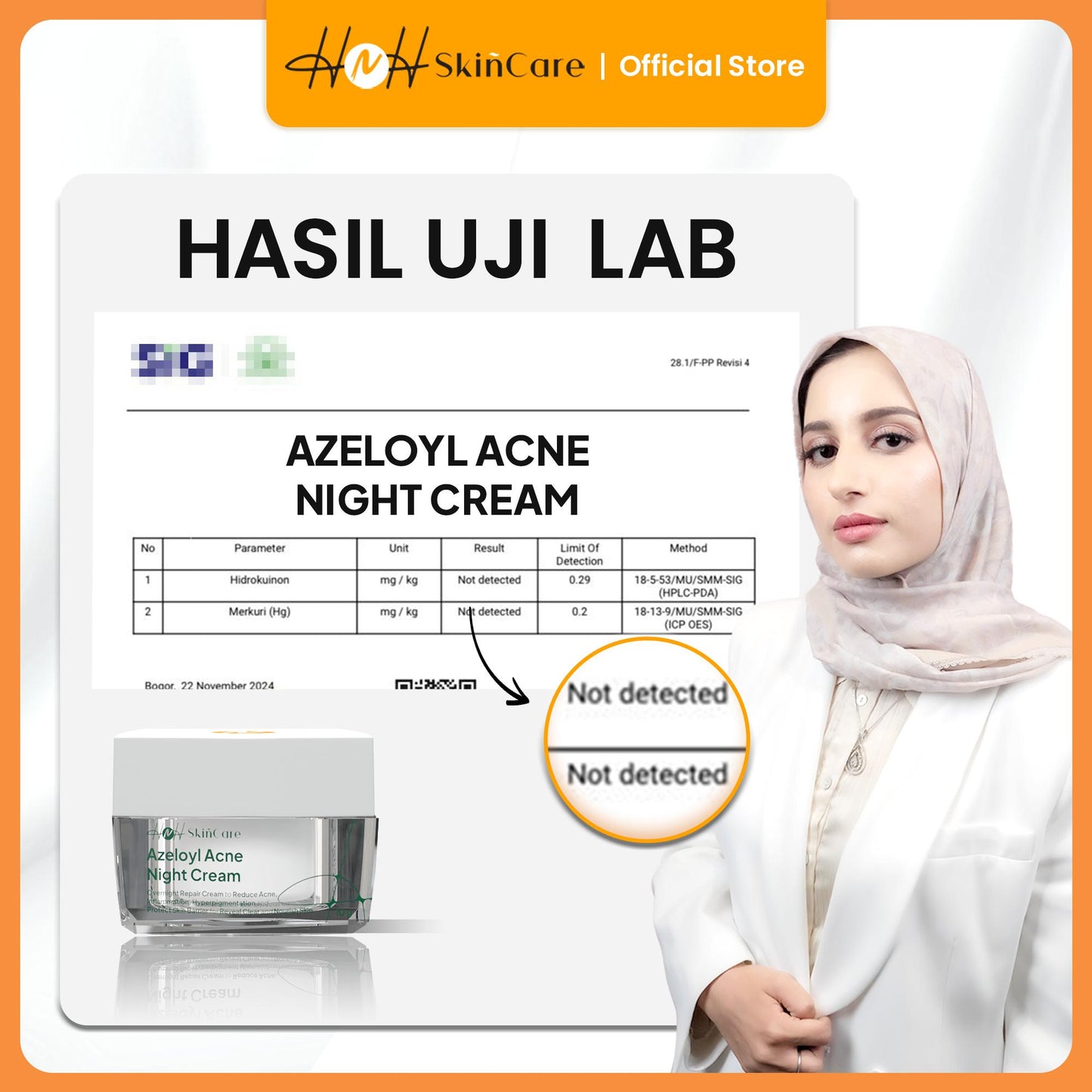 HNH Skincare - Bundling 2 Azeloyl Acne Night Cream - Krim Malam Jerawat dan Bekas Jerawat dengan Tekstur Ringan