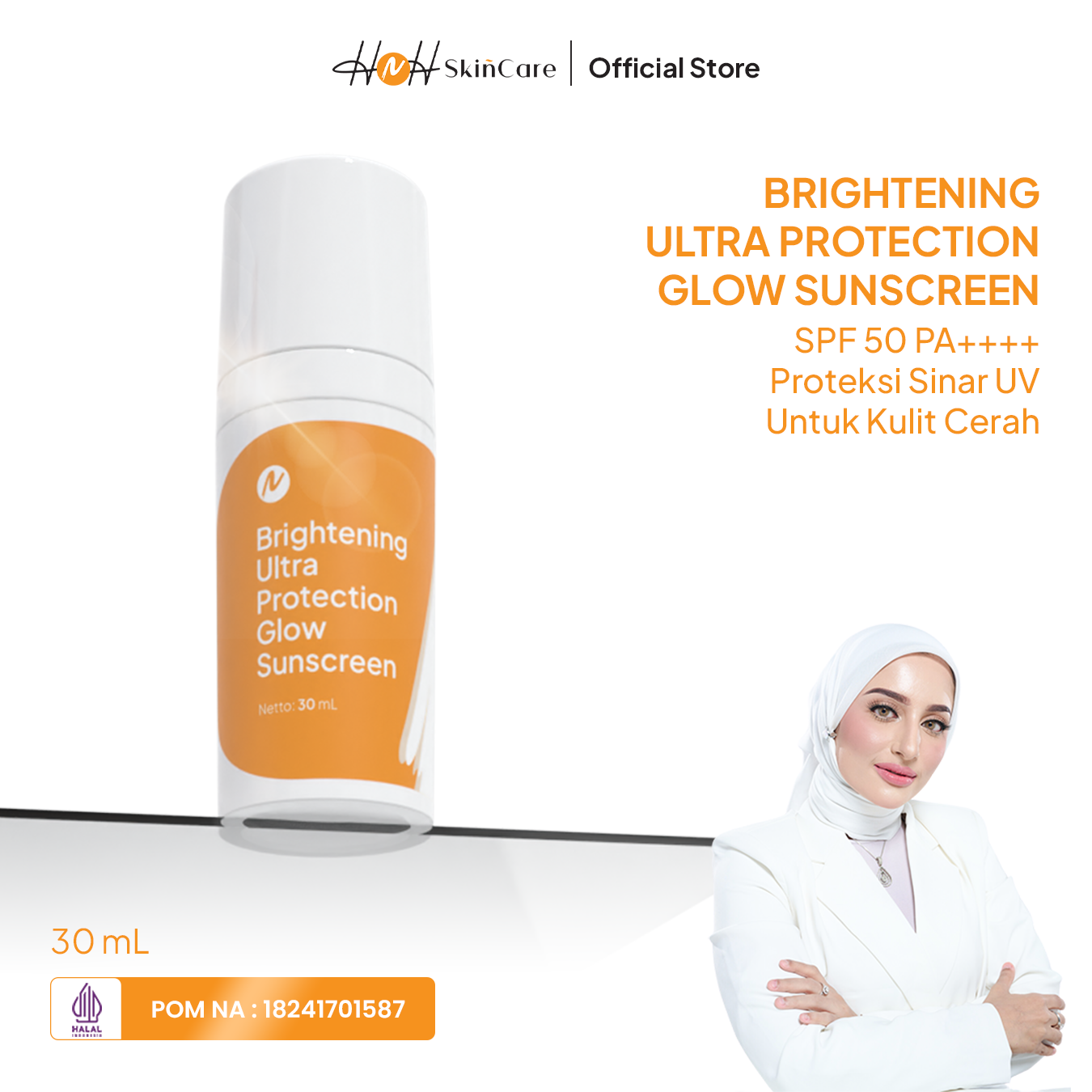 HNH Skincare - Brightening Ultra Protection Glow Sunscreen - Sunscreen Wajah SPF 50 PA++++