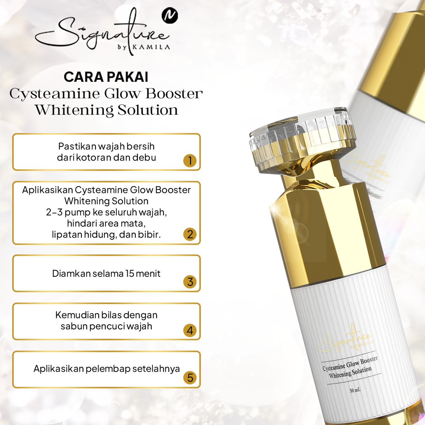 Signature by Kamila - Cysteamine Glow Booster Whitening Solution - Serum Cysteamine untuk Flek Hitam