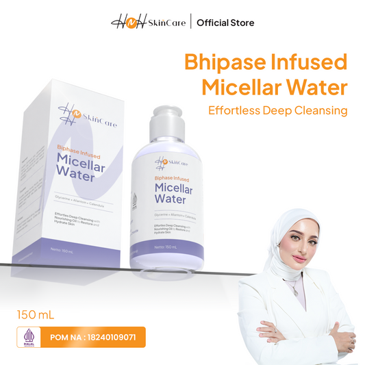 HNH Skincare - Biphase Infused Micellar Water - Pembersih Wajah Makeup Remover Gentle di Kulit