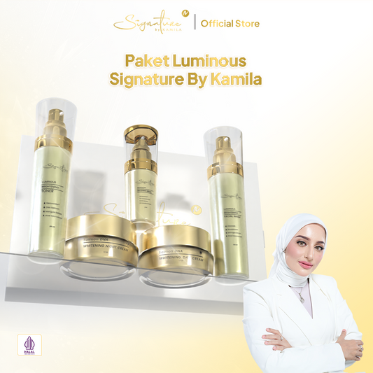 Signature by Kamila Paket Luminous Brightening 5 in 1 (Facial Wash, Toner, Day Cream, Night Cream, Serum Brightening) krim mencerahkan