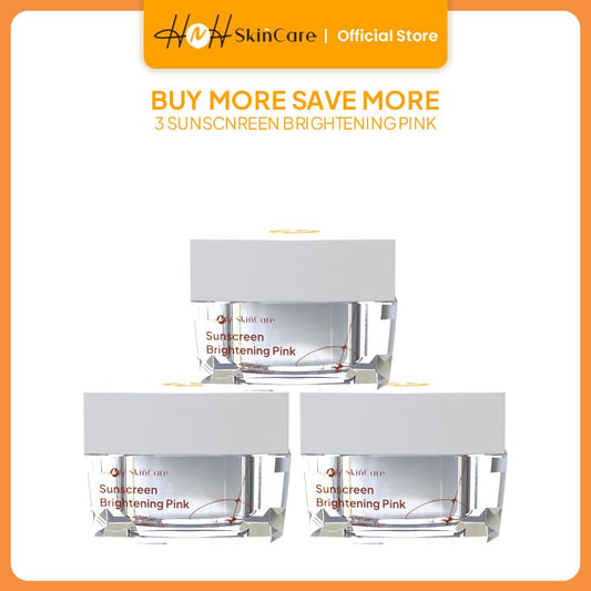 HNH Skincare - Bundling 3 Sunscreen Brightening Pink - Tone Up Sunscreen Wajah SPF 50 PA++++ untuk Kulit Kusam