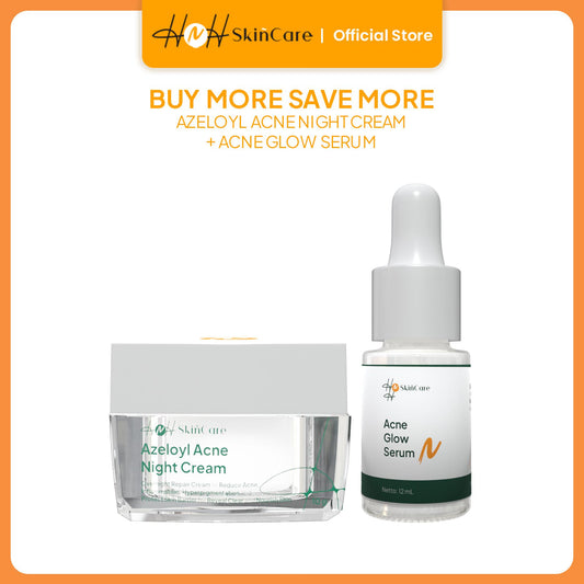 HNH Skincare - Bundling Azeloyl Night Cream - Krim Malam Jerawat dan Bekas Jerawat & Serum Acne Glow