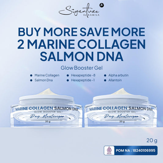Signature by Kamila - Buy 1 Get 1 Free Marine Collagen Salmon DNA Signature by Kamila / Day moisturizing untuk Mencerahkan dan Melembabkan Wajah dengan Kandungan Niacinamide