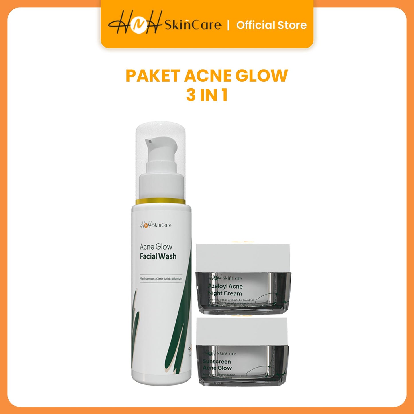 HNH Skincare - Paket Hemat 3 in 1 Acne Glow / Paket Skincare untuk Kulit Berjerawat dan Berminyak