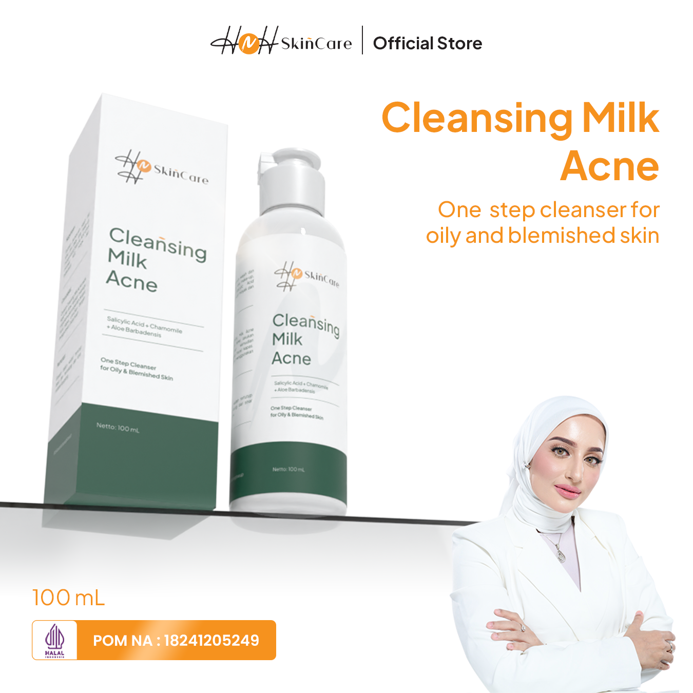 HNH Skincare - Cleansing Milk Acne - Milk Cleanser Pembersih Wajah untuk Kulit Berjerawat