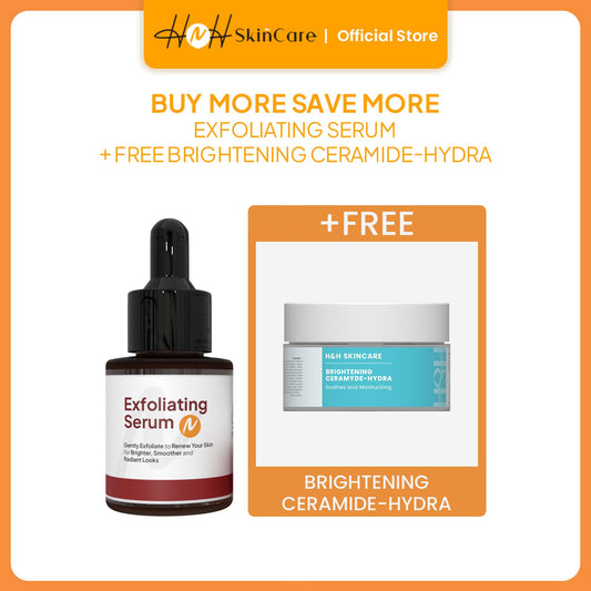 HNH Skincare - Buy 1 Exfoliating Serum Get 1 Free Brightening Ceramide Hydra Gel - Eksfoliasi Wajah Mencerahkan, Membantu Mengangkat Sel Kulit Mati