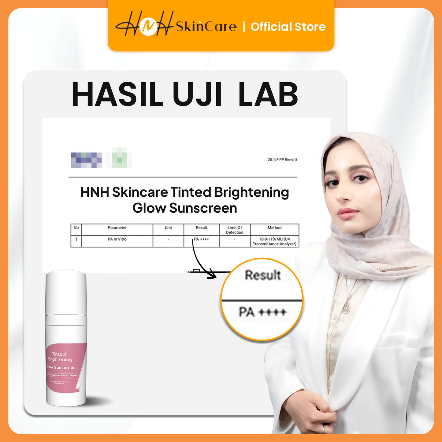 HNH Skincare - Tinted Brightening Glow Sunscreen - Tinted Sunscreen SPF 50 PA++++ Skin Tint