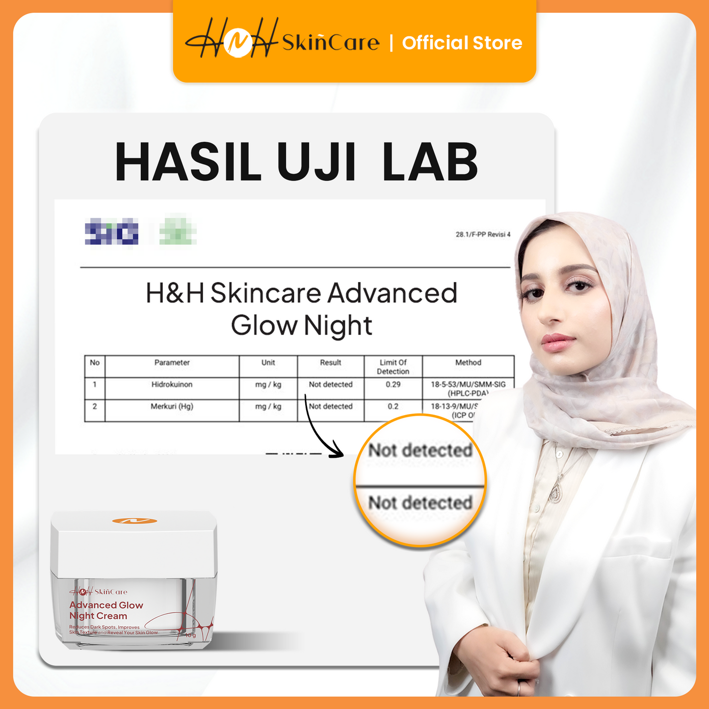 HNH Skincare - Buy 1 Advanced Glow Night Cream Get 1 Free DNA Salmon Active Red Jelly Booster Signature By Kamila