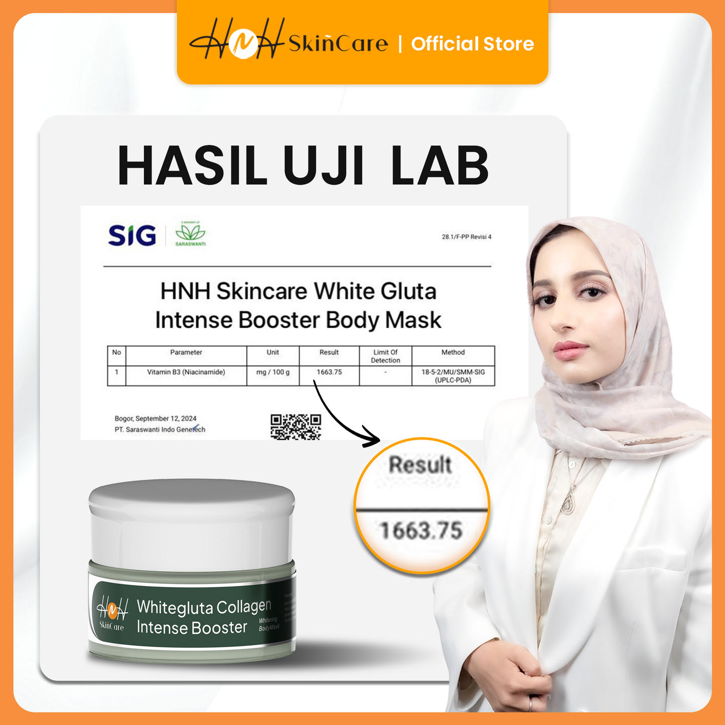 HNH Skincare - Whitegluta Collagen Intense Booster Whitening Body Mask - Masker Badan Body Bleaching Pencerah