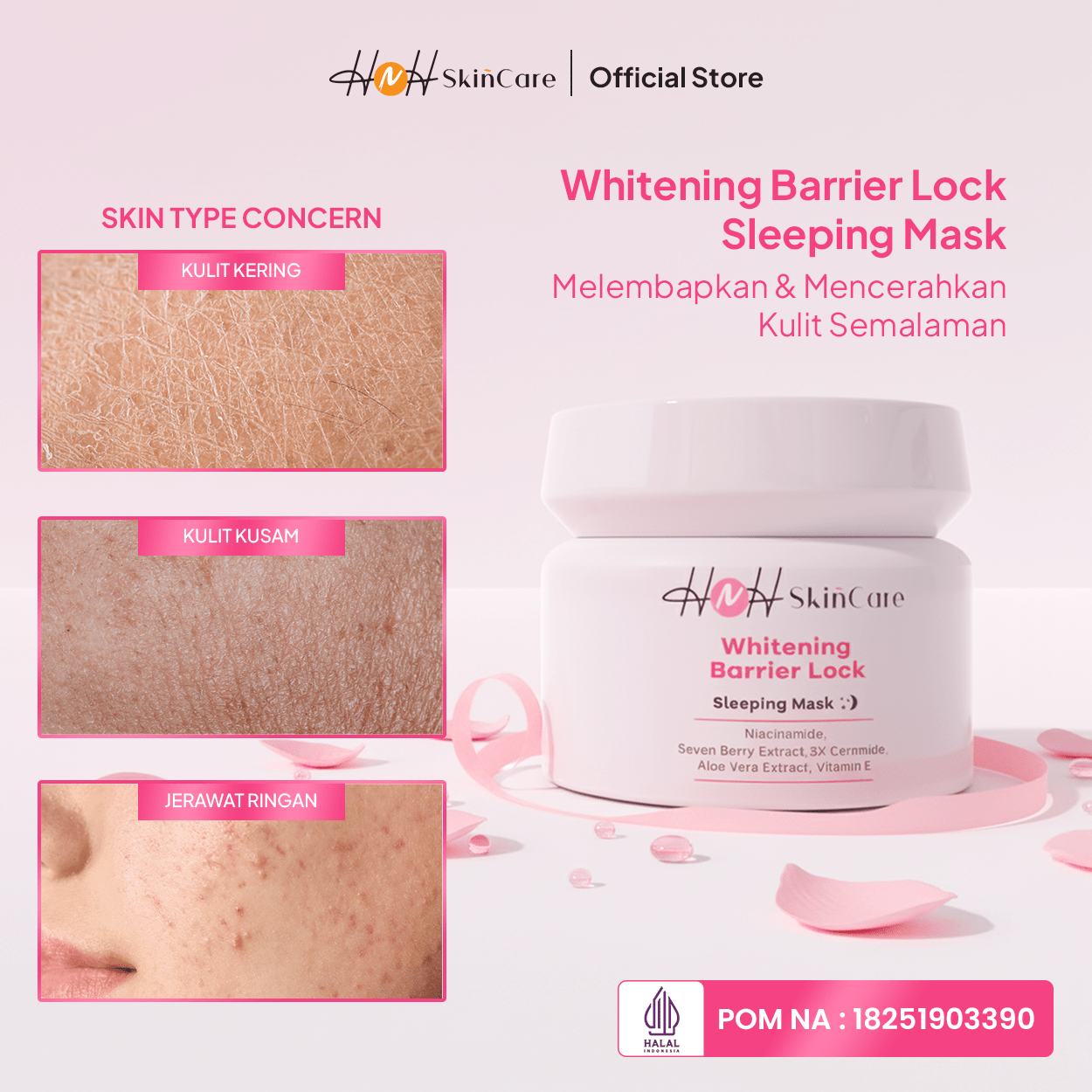 H&H Skincare Paket Whitening Barrier Lock 3in1 - Mencerahkan Wajah, Membersihkan, & Melindungi dari UVA/UVB - Skincare Remaja untuk Skin Barrier - hnhskincare