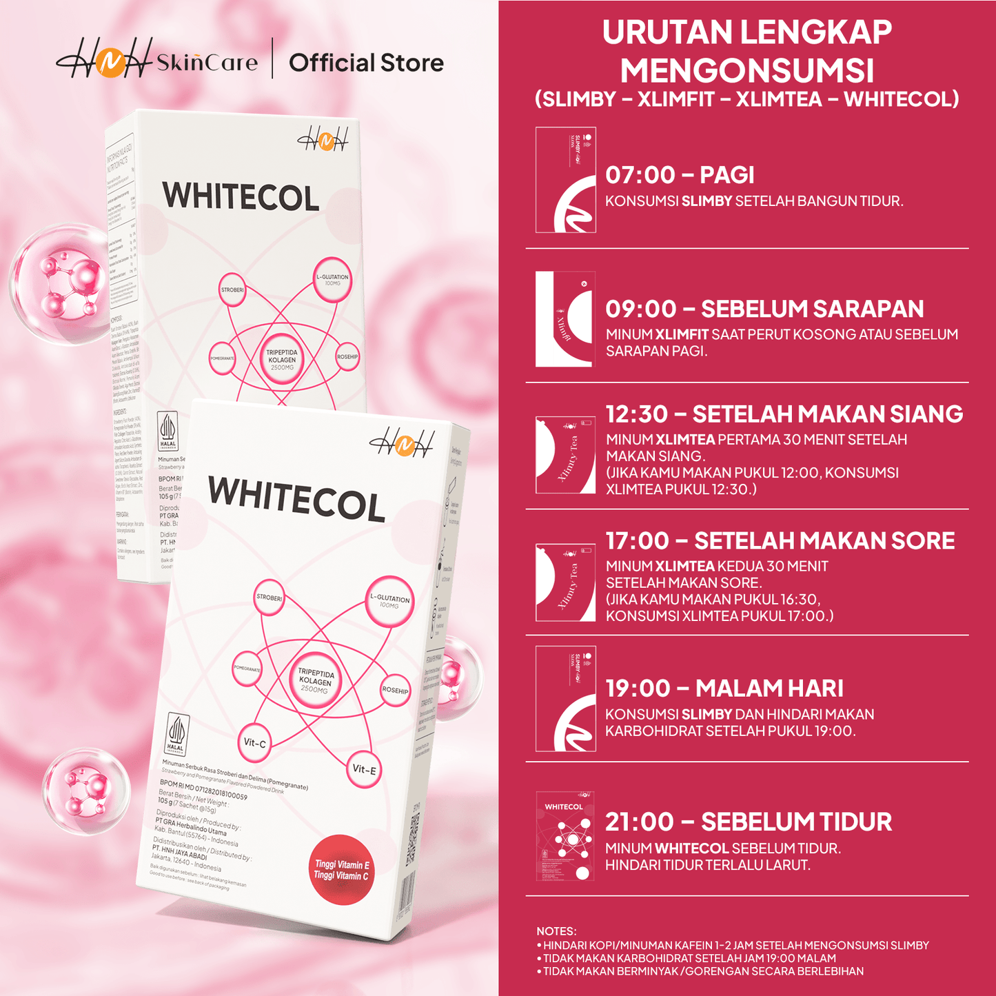 H&H Skincare Whitecol 2500mg Dengan Vitamin C & E - hnhskincare