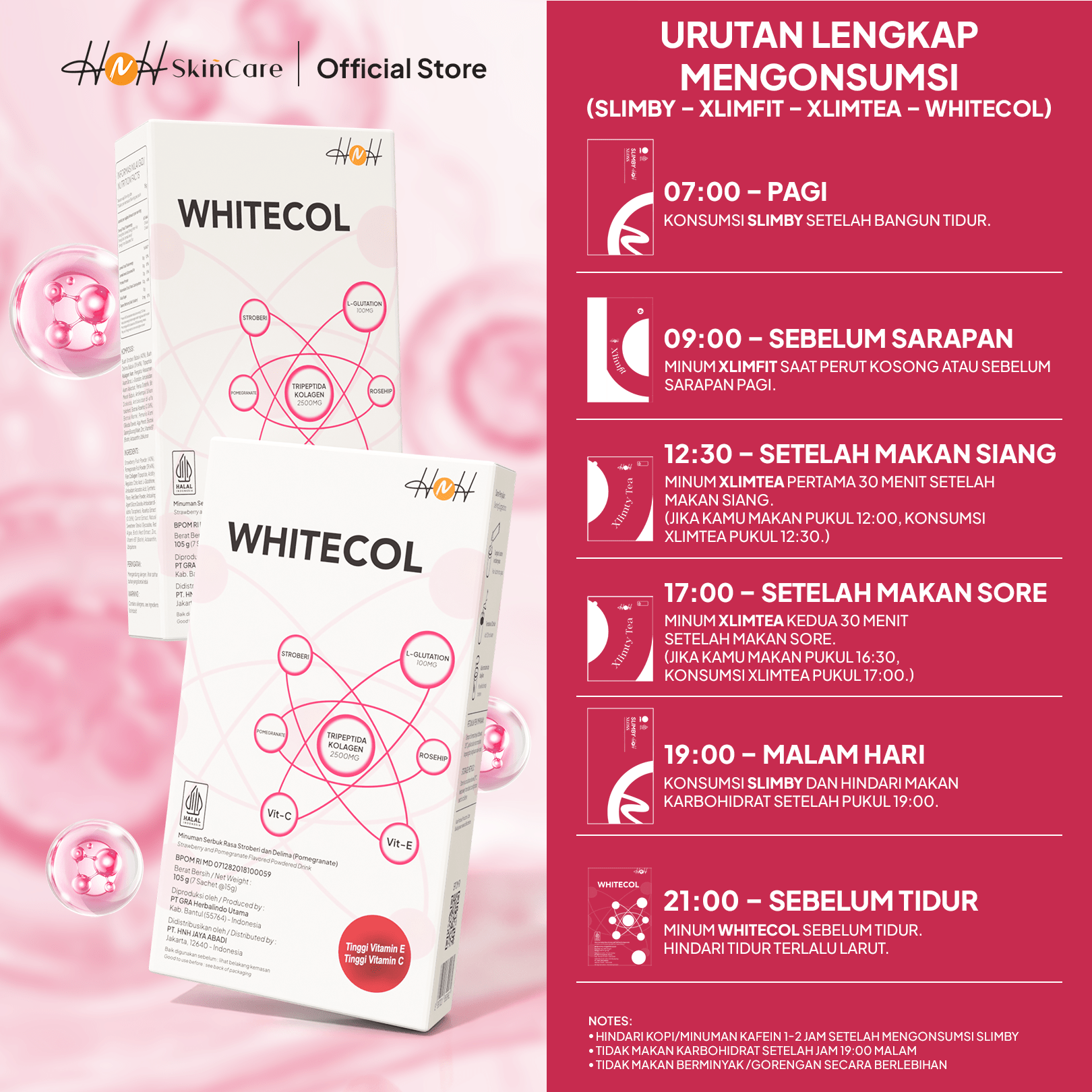 H&H Skincare Whitecol 2500mg Dengan Vitamin C & E - hnhskincare