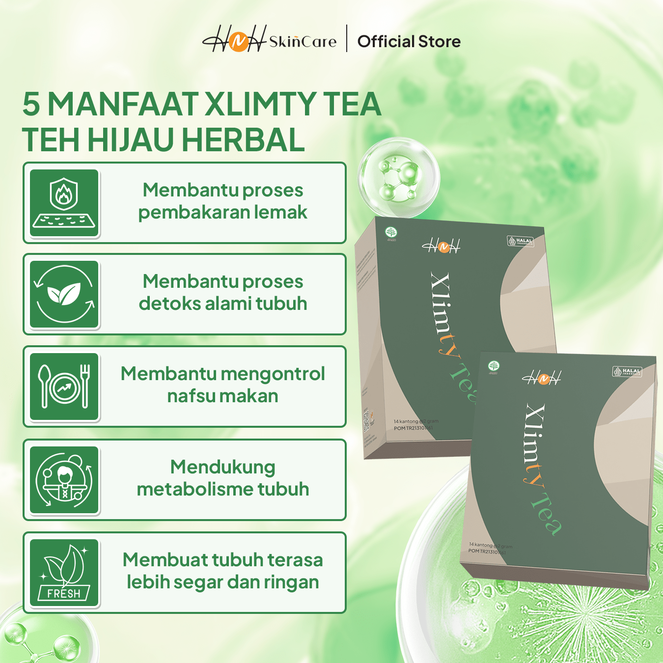 HNH - HNH Skincare - Xlimtea - Detox Tea - Teh Hijau Herbal - hnhskincare