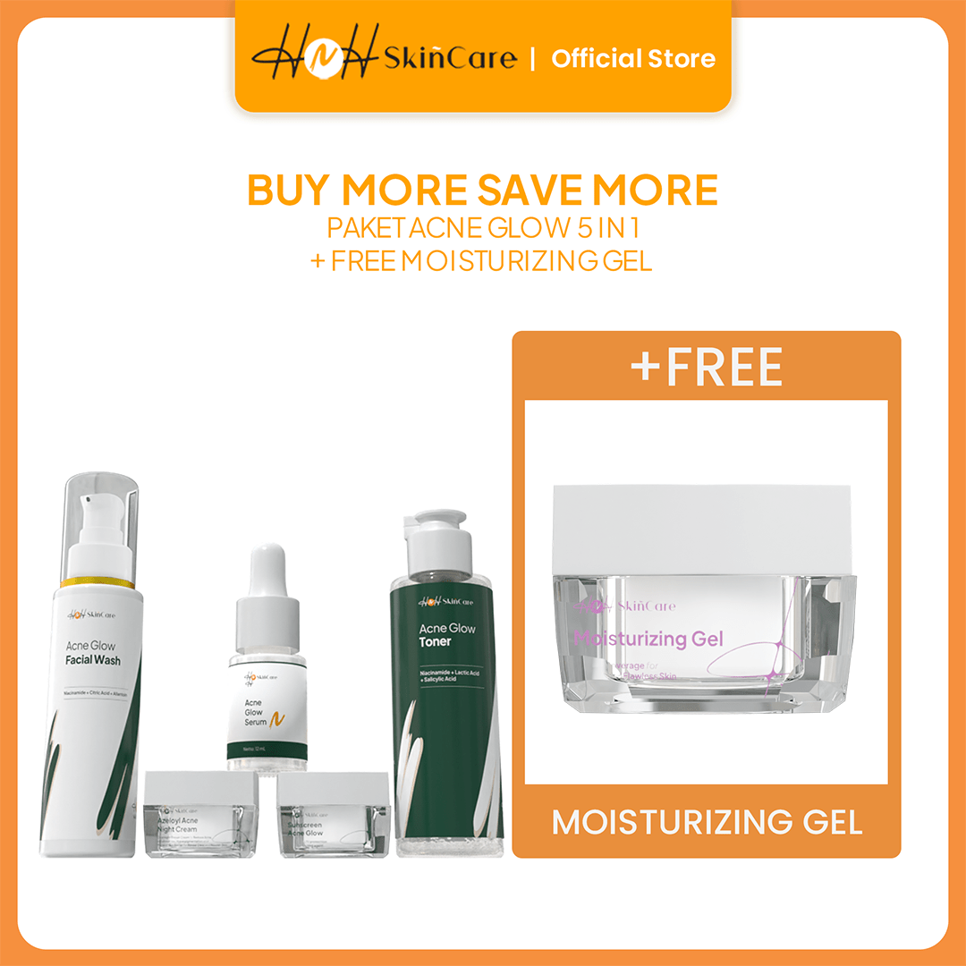 HNH Skincare - 5in1 Paket Acne Glow + Free Moisturizer - Paket Skincare Lengkap untuk Kulit Berjerawat - hnhskincare