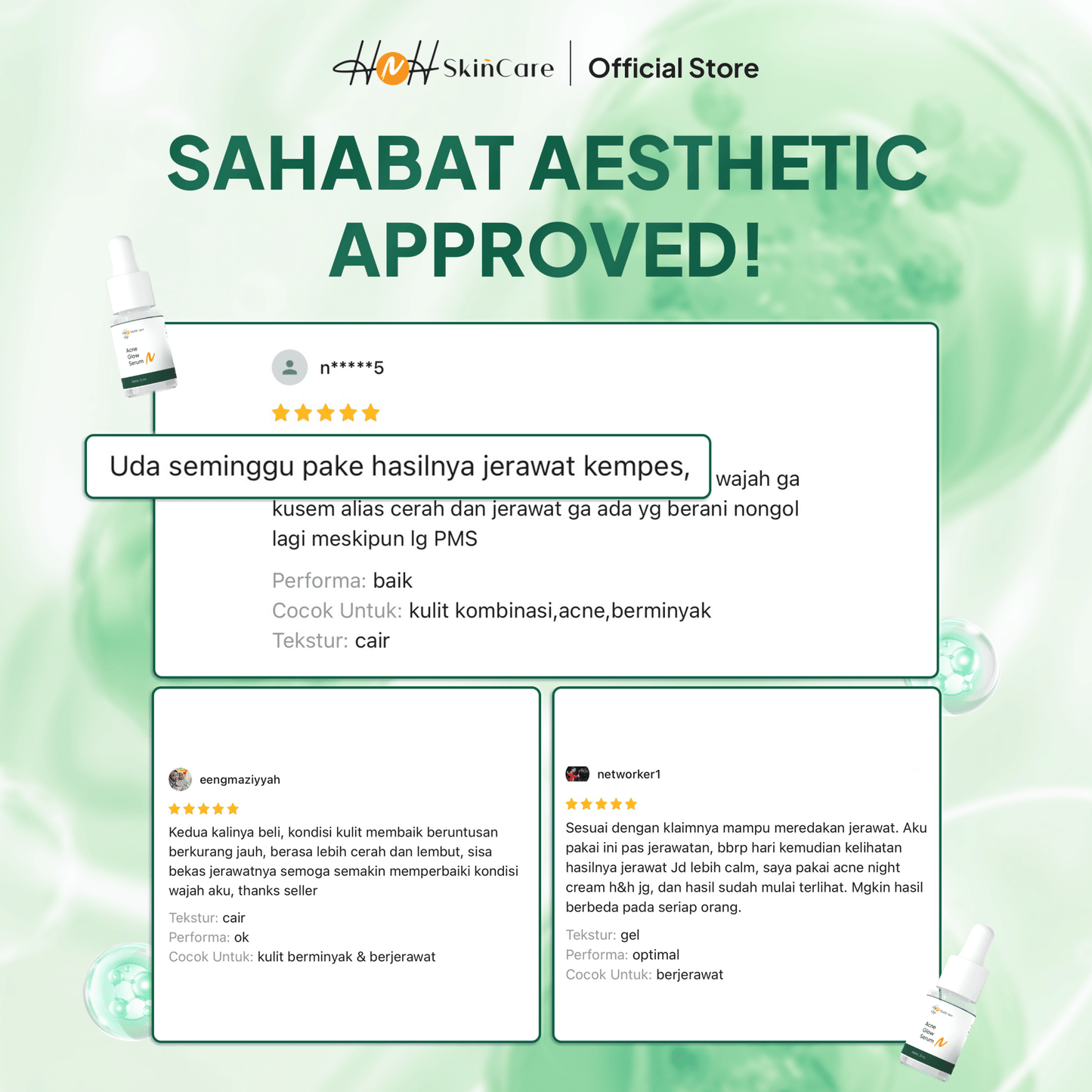 HNH Skincare - Acne Glow Serum - Serum Jerawat dan Bruntusan untuk Merawat Kulit Acne - Prone - hnhskincare