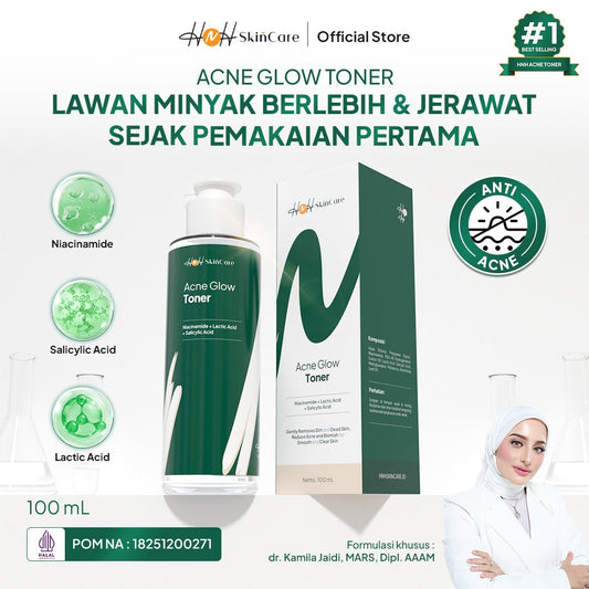 HNH Skincare - Acne Glow Toner - Exfoliating Toner untuk Kulit Berminyak, Berjerawat, dan Bruntusan - hnhskincare