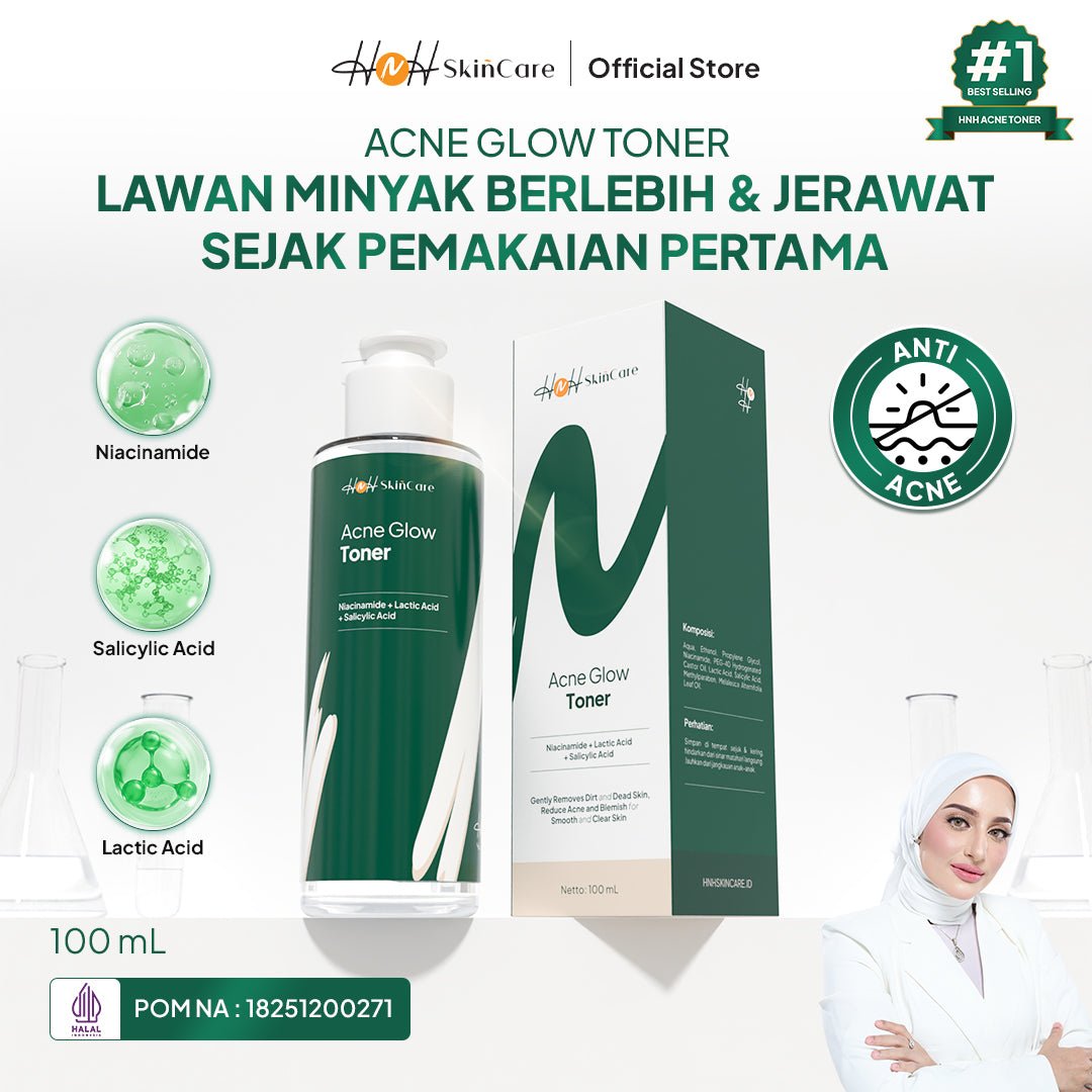HNH Skincare - Acne Glow Toner - Exfoliating Toner untuk Kulit Berminyak, Berjerawat, dan Bruntusan - hnhskincare
