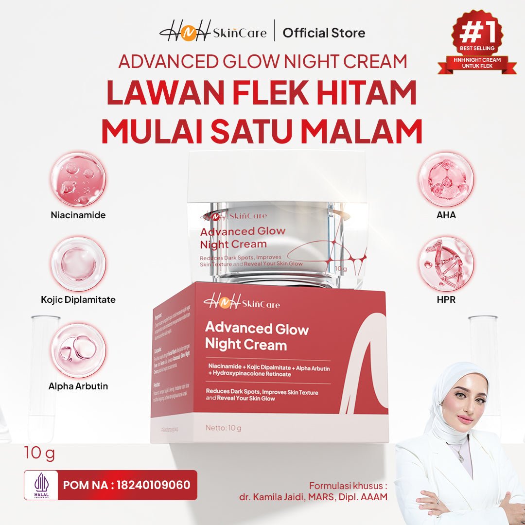 HNH Skincare - Advanced Glow Night Cream - Krim Malam Glowing Mencerahkan dan Menyamarkan Flek Hitam - hnhskincare