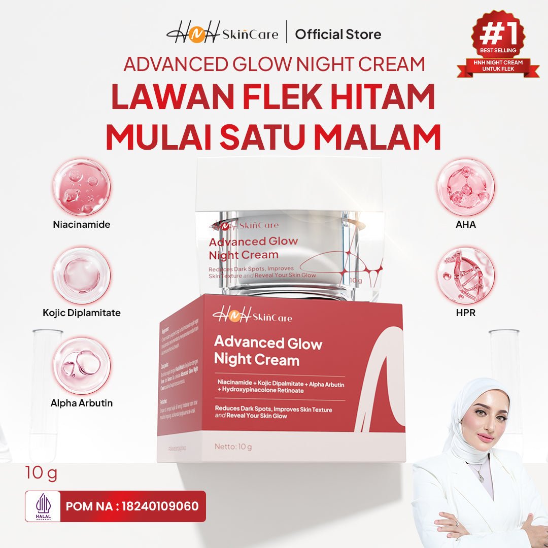 HNH Skincare - Advanced Glow Night Cream - Krim Malam Glowing Mencerahkan dan Menyamarkan Flek Hitam - hnhskincare