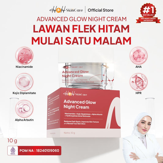 HNH Skincare - Advanced Glow Night Cream - Krim Malam Glowing Mencerahkan dan Menyamarkan Flek Hitam - hnhskincare