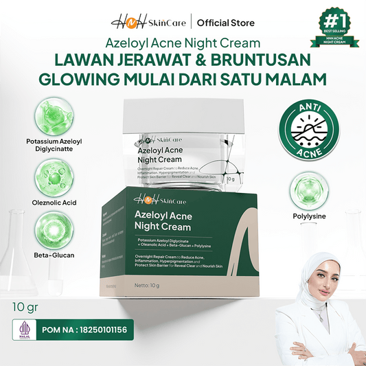 HNH Skincare - Azeloyl Night Cream - Krim Malam Jerawat dan Bekas Jerawat dengan Tekstur Ringan - hnhskincare
