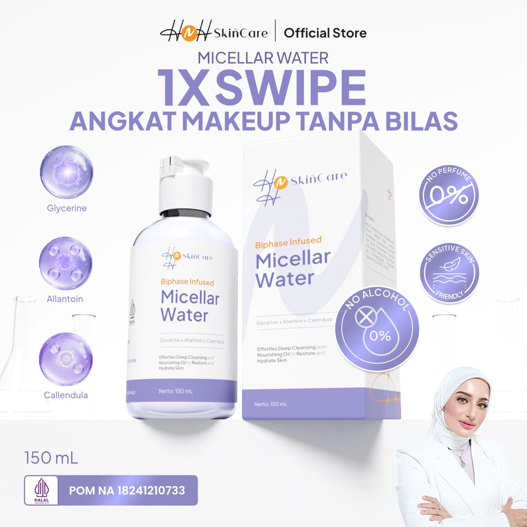 HNH Skincare - Biphase Infused Micellar Water - Pembersih Wajah Makeup Remover Gentle di Kulit - hnhskincare