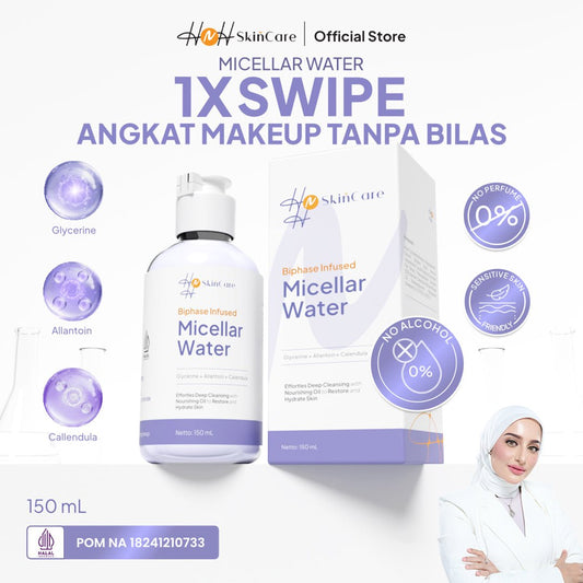 HNH Skincare - Biphase Infused Micellar Water - Pembersih Wajah Makeup Remover Gentle di Kulit - hnhskincare