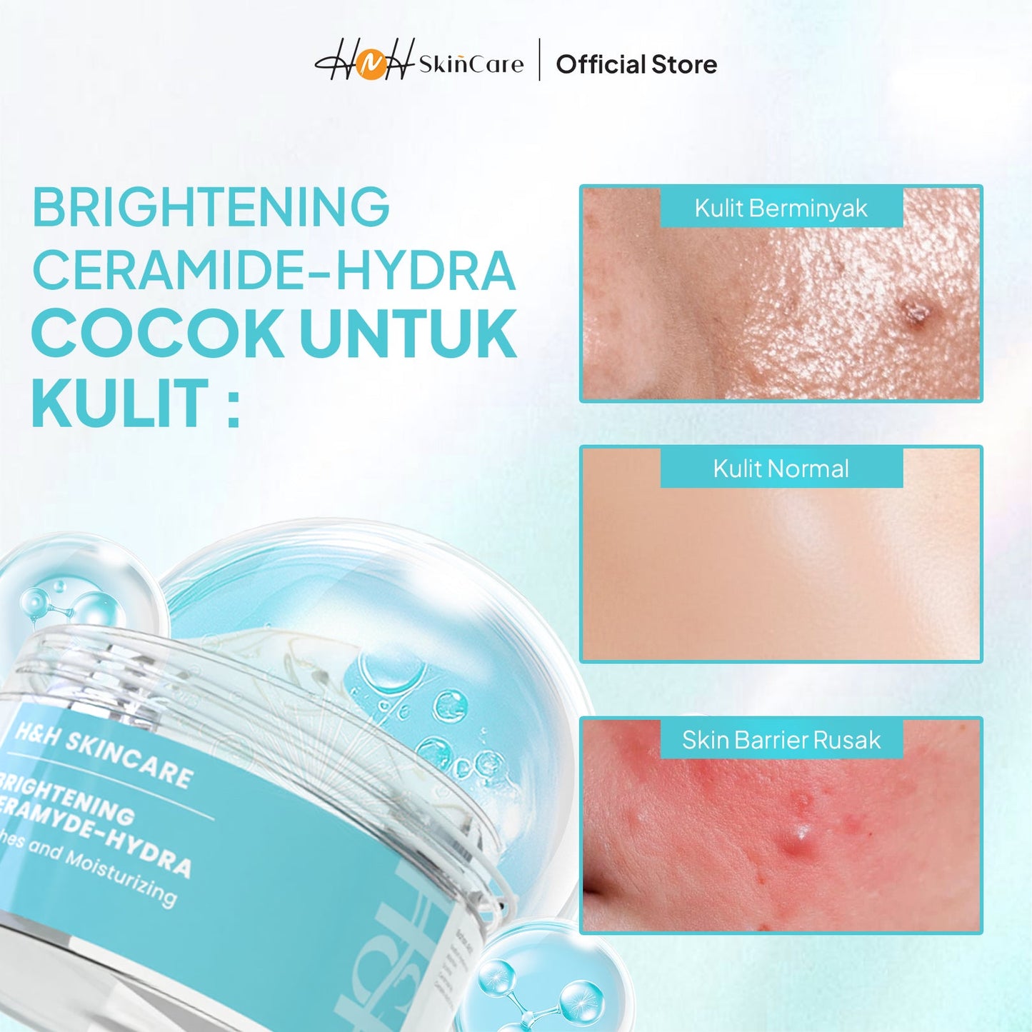 HNH Skincare - Brightening Ceramide - Hydra - Moisturizer Ceramide Pelembab Wajah untuk Skin Barrier - hnhskincare