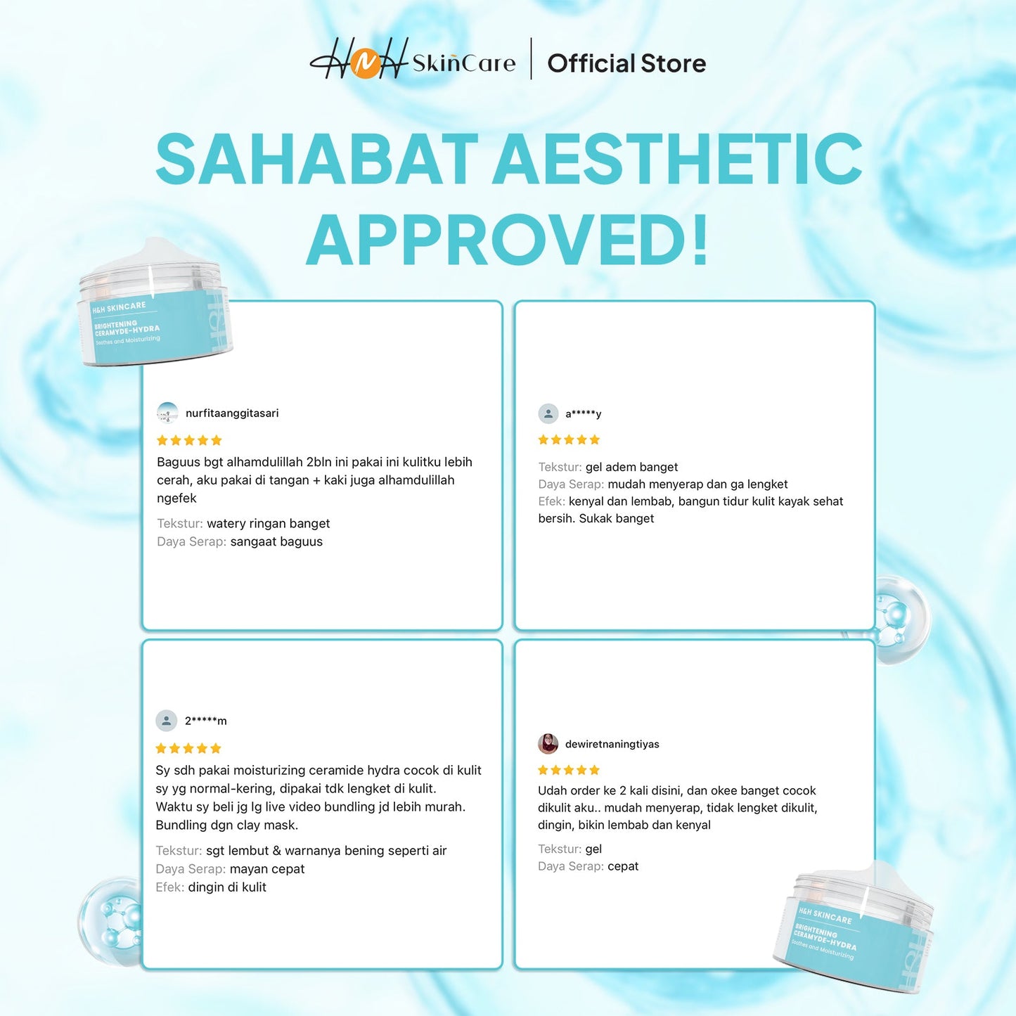 HNH Skincare - Brightening Ceramide - Hydra - Moisturizer Ceramide Pelembab Wajah untuk Skin Barrier - hnhskincare